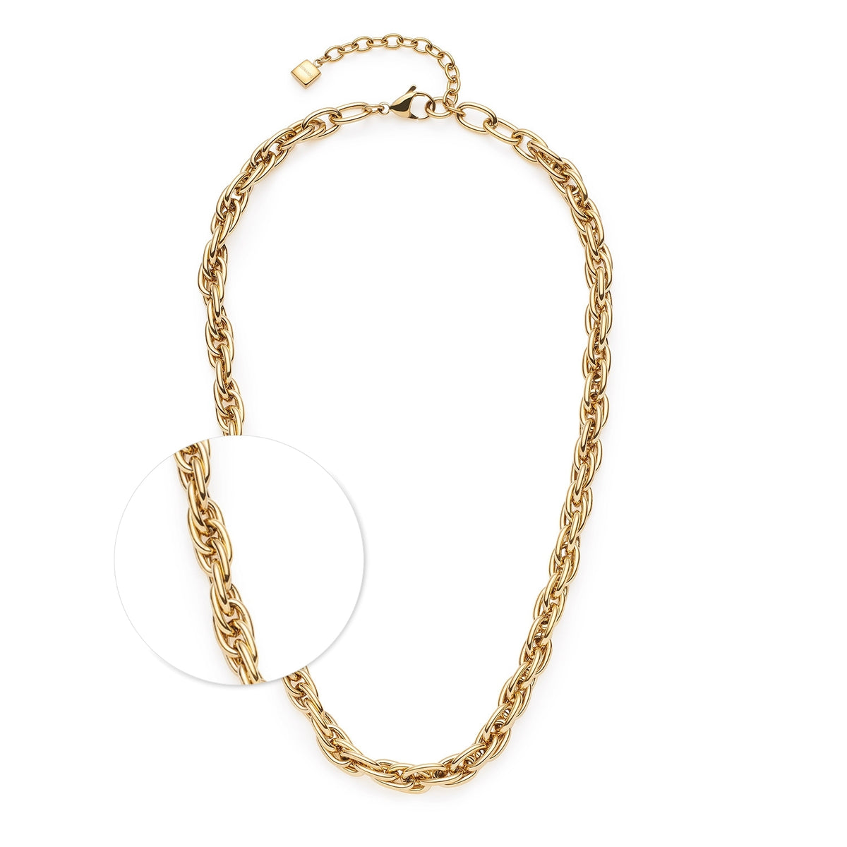 Halskette SINA 45cm gold in Kettenform auf weißem Hintergrund