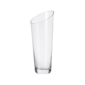 Glasvase DYNAMIC 30 cm klar, schlanke Zylinderform, leicht geneigt