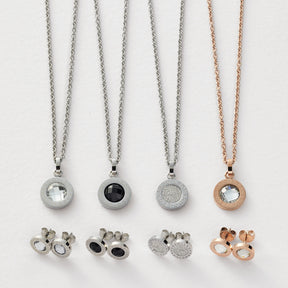 Ohrstecker MATRIX Lusso mit Halsketten und Anhängern in Silber und Rosegold