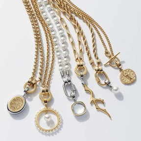 Halskette SIGNORA mit verschiedenen austauschbaren Clip-Anhängern aus Gold und Silber