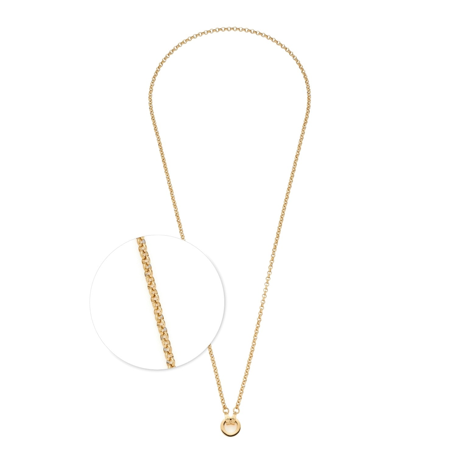 Halskette PAOLA 70 cm gold mit Kettendetail und rundem Anhänger