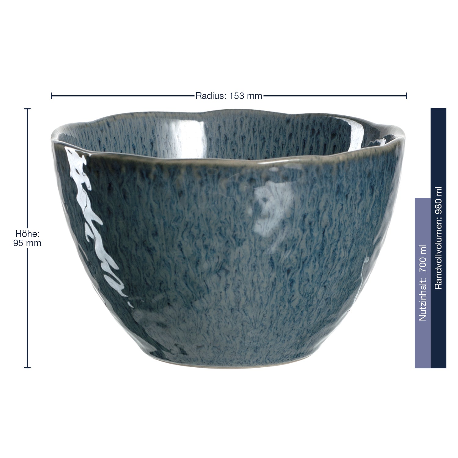 Massangaben zur Keramikschale MATERA 15 cm blau