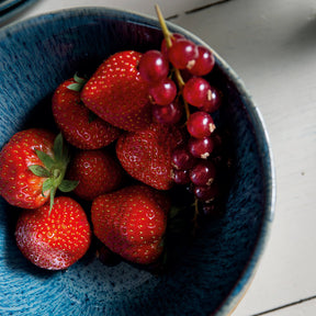 Keramikschale MATERA mit Erdbeeren und roten Johannisbeeren gefüllt