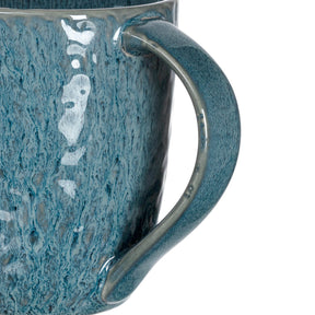 Keramiktasse MATERA blau mit Henkel und weißer Oberflächenstruktur