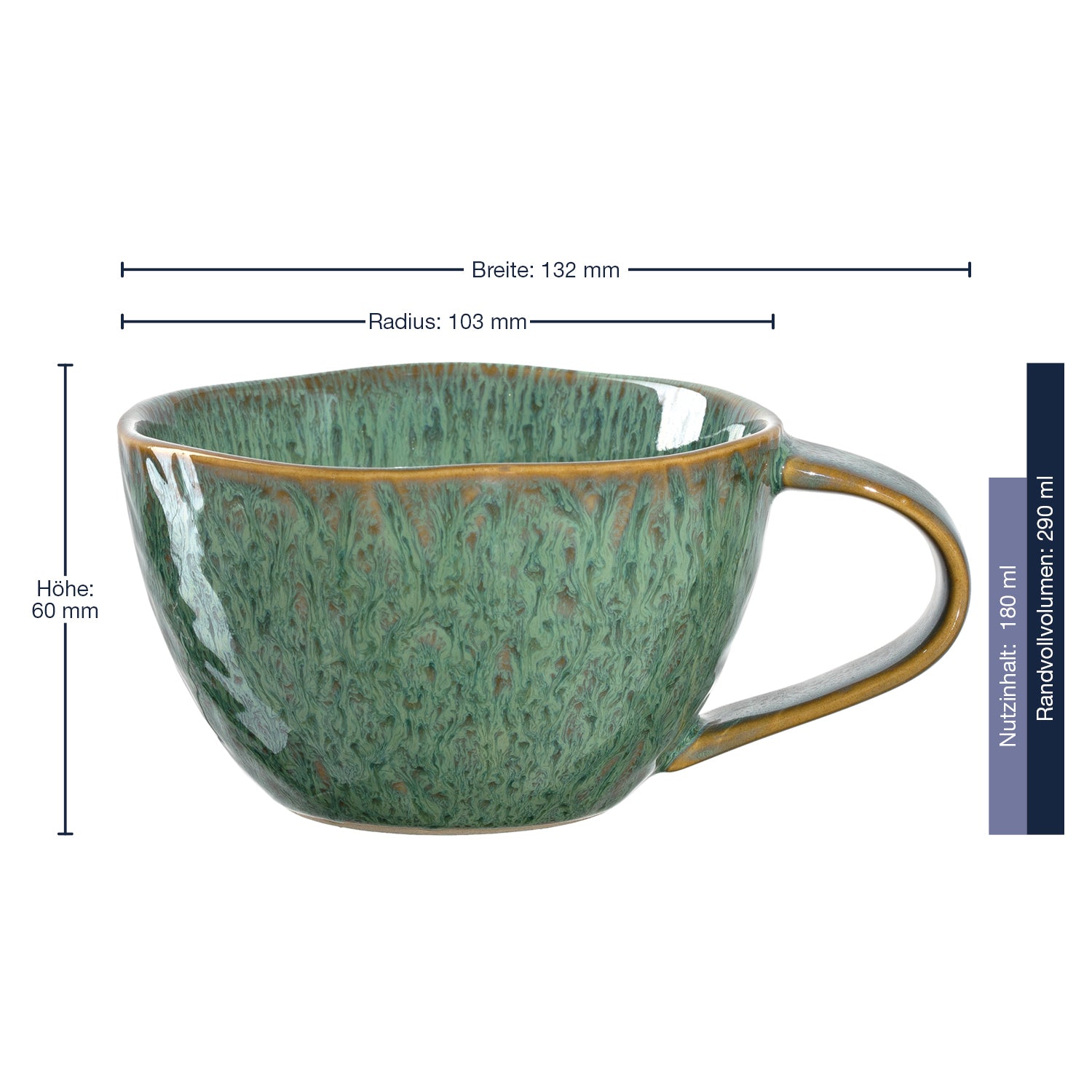 Massangaben zu Keramiktasse MATERA 290 ml grün