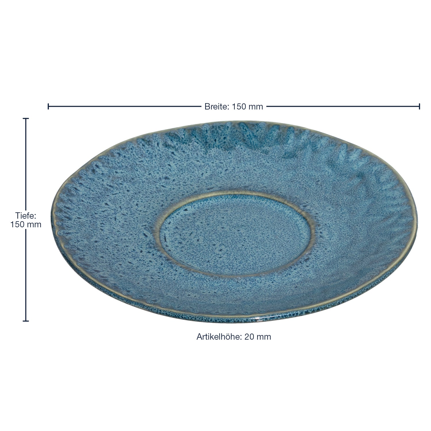 Massangaben zu Keramikuntertasse MATERA 15 cm blau