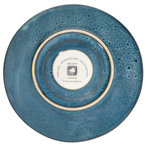 Keramikuntertasse MATERA 15 cm blau von oben, Unterseite mit Herstellerkennzeichnung