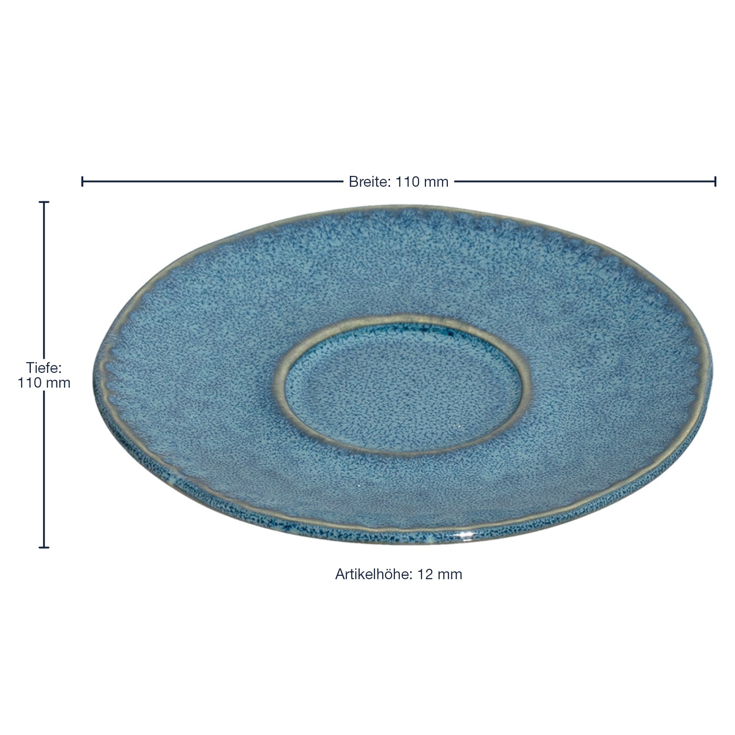 Massangaben zur Keramikuntertasse MATERA 11 cm blau