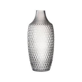 Vase POESIA 30 cm grau aus Glas mit strukturierter Oberflaeche vor weißem Hintergrund