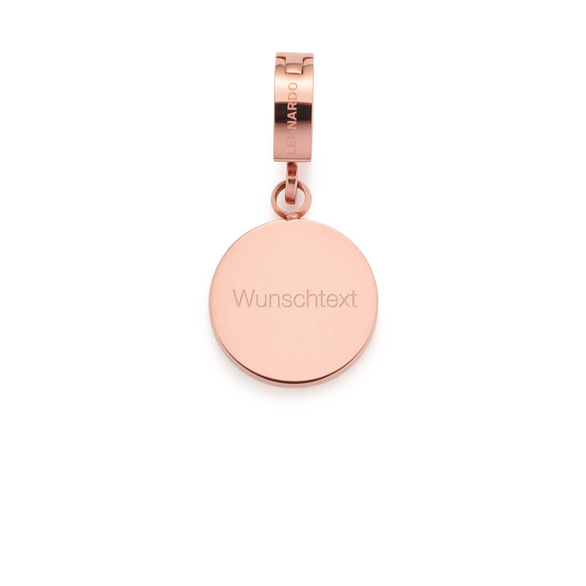 Anhänger MARI roségold mit Gravur "Wunschtext" auf weißem Hintergrund