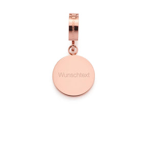 Anhänger MARI roségold mit Gravur "Wunschtext" auf weißem Hintergrund