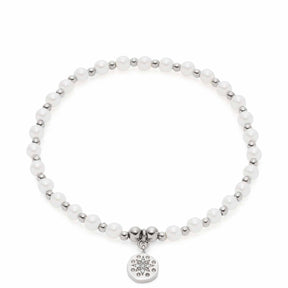 Armband PELENA CIAO weiß mit silbernen Perlen und Anhänger