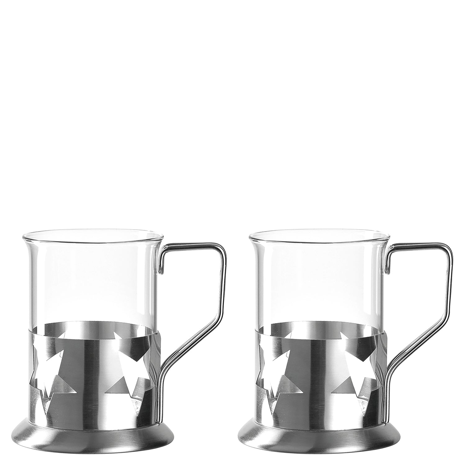Zwei Teegläser LIMITED EDITION 230 ml mit Sternenmuster und Edelstahlhaltern