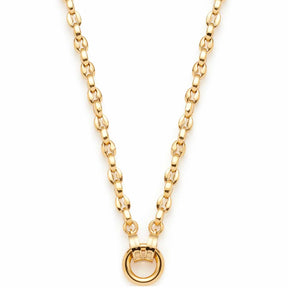 Goldene Halskette ROMEA mit Gliederkette und rundem Clip-Anhänger