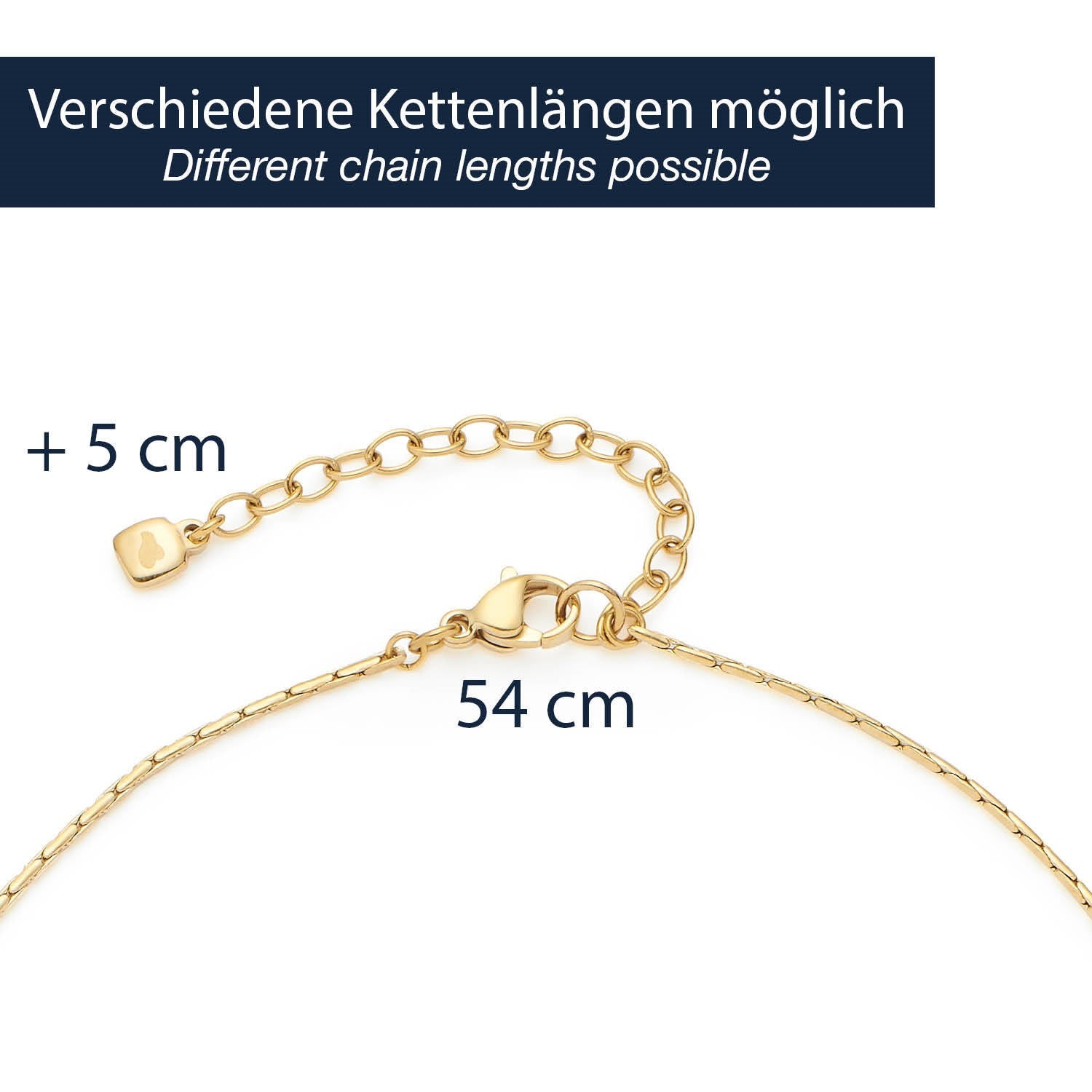 Massangaben zu Halskette PILEA gold mit Verlängerungskette