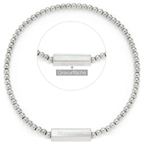 Armband PILEA silber mit Gravurflächen-Darstellung und Wunschtext-Beispiel