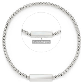 Armband PILEA silber mit Gravurfläche und Wunschtext-Platzierung