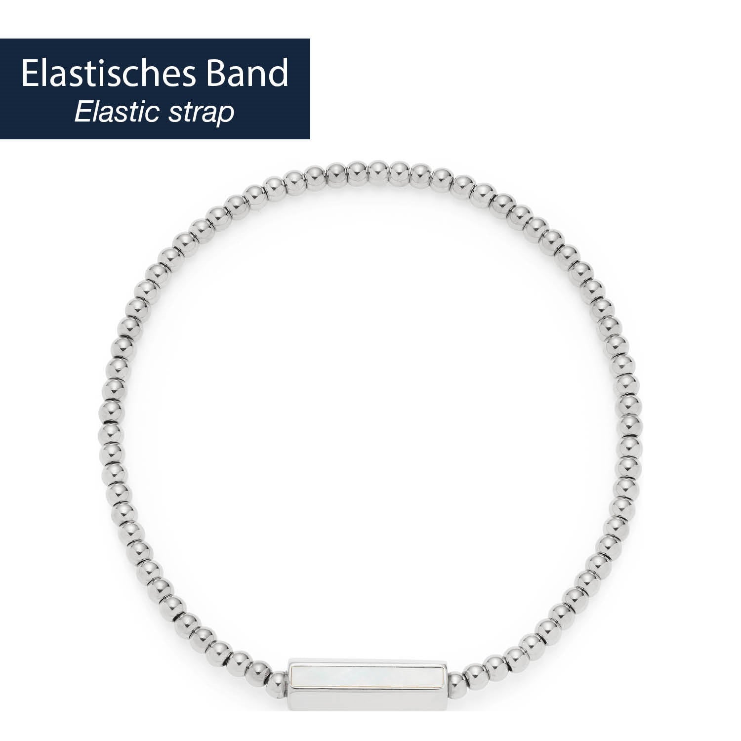 Armband PILEA silber mit Perlenstruktur und Gravurplatte