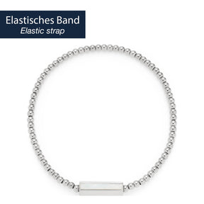Armband PILEA silber mit Perlenstruktur und Gravurplatte