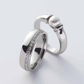 Ring BRILLANTE 20 in Silber mit Zirkoniasteinen, zwei Ringe übereinander