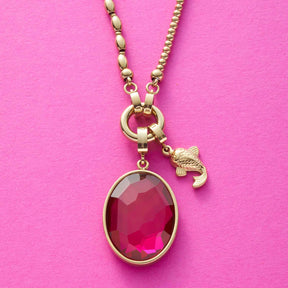 Anhänger ARI Clip & Mix mit pink facettiertem Stein und goldenem Elefant-Charm