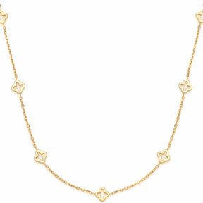 Halskette JANNA gold mit vier-blättrigen Kleeblatt-Anhängern auf Kette