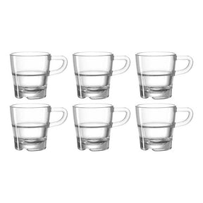 Sechs klare Espressotassen SENSO mit Henkel im 6er-Set