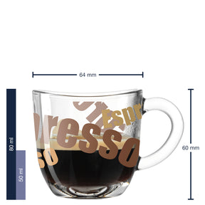Massangaben zu Espressotasse NAPOLI 80 ml 3farbig 6er-Set