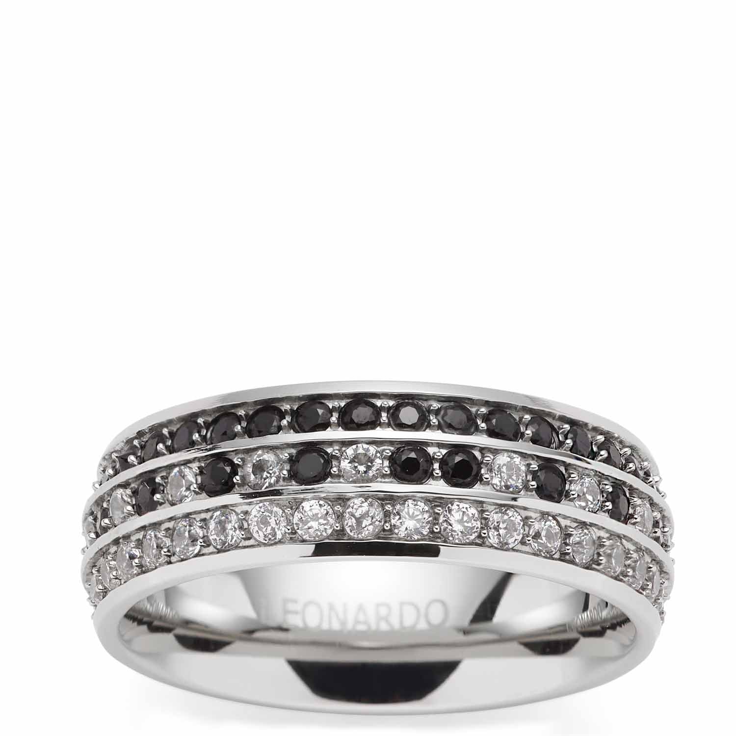 Ring ATURA 17 mit schwarzen und weißen Steinen in Silber
