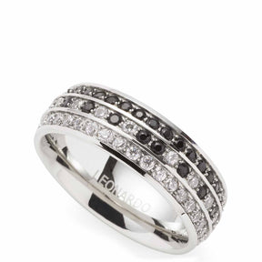 Ring ATURA 18 mit schwarzen und transparenten Steinen in Silber