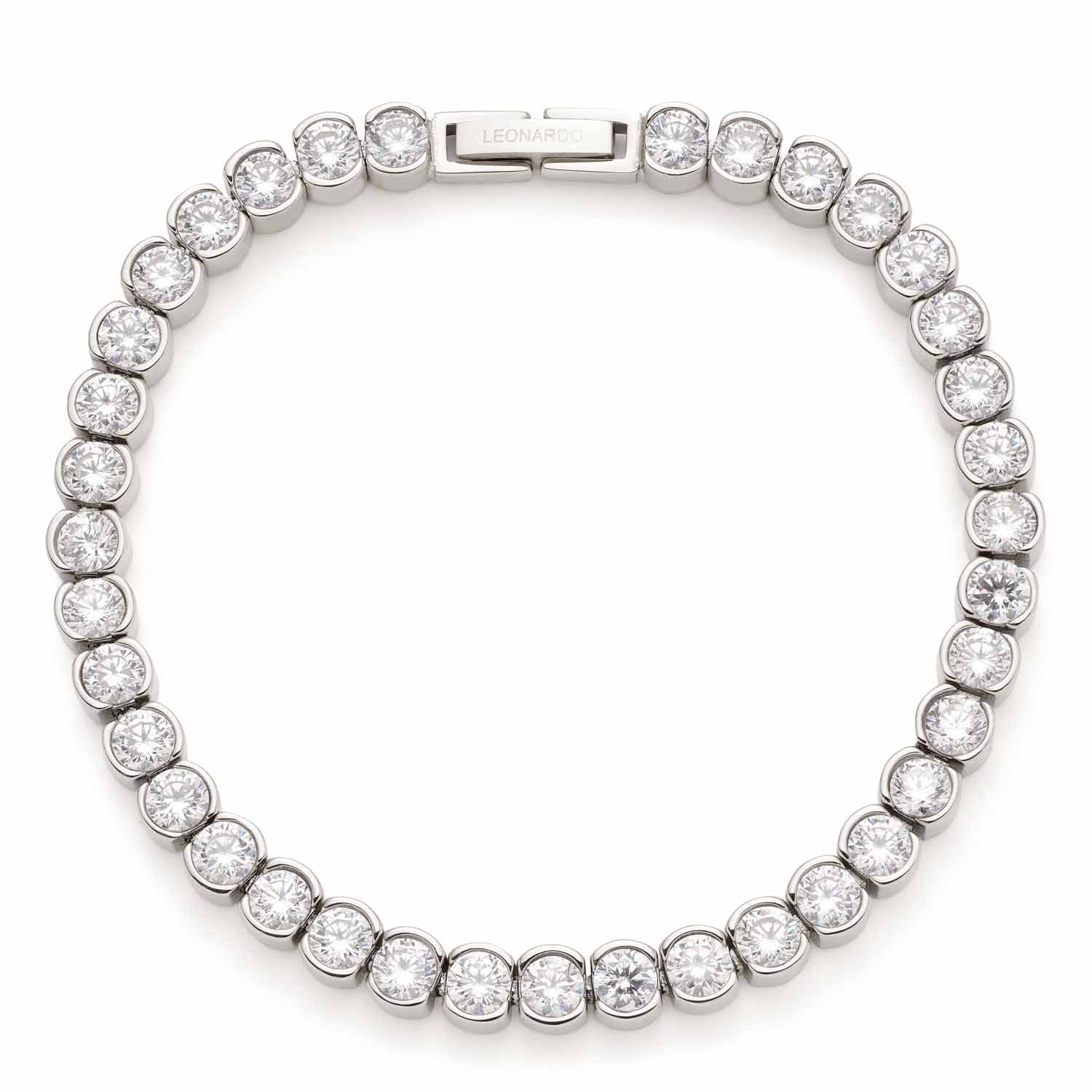 Armband CREMONA silber mit rundem Verschluss und Zirkonia-Steinen