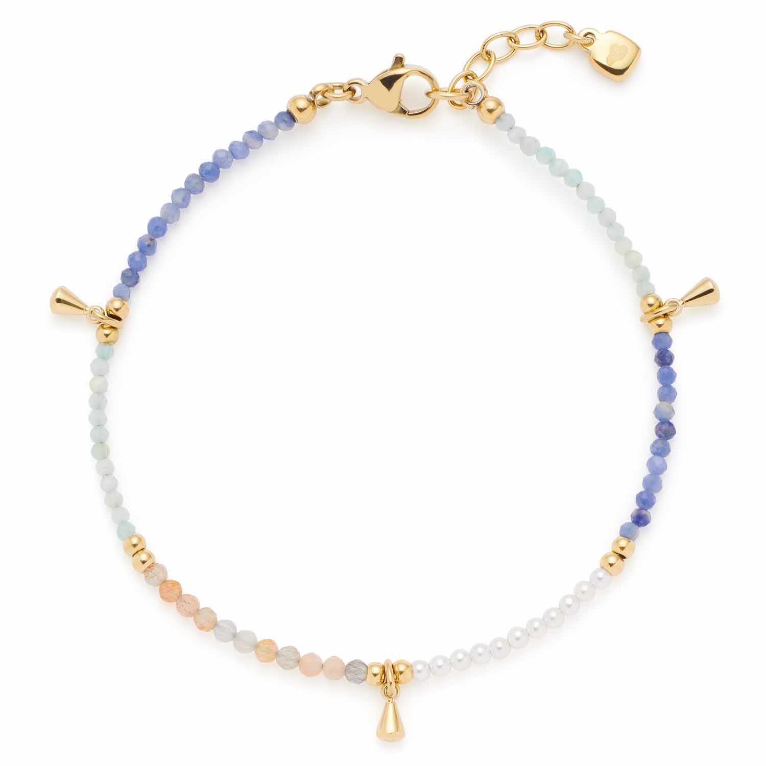 Armband BABELLI gold CIAO mit Perlen und Muschelelementen auf weißem Hintergrund