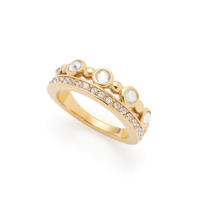 Ring BOBBY 18 gold mit drei runden Steinen und Zirkonia-Besatz