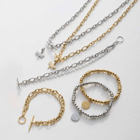 Halskette ELISABETH 45 cm mit Kettenvarianten und Schmuckarmbaender in Silber und Gold