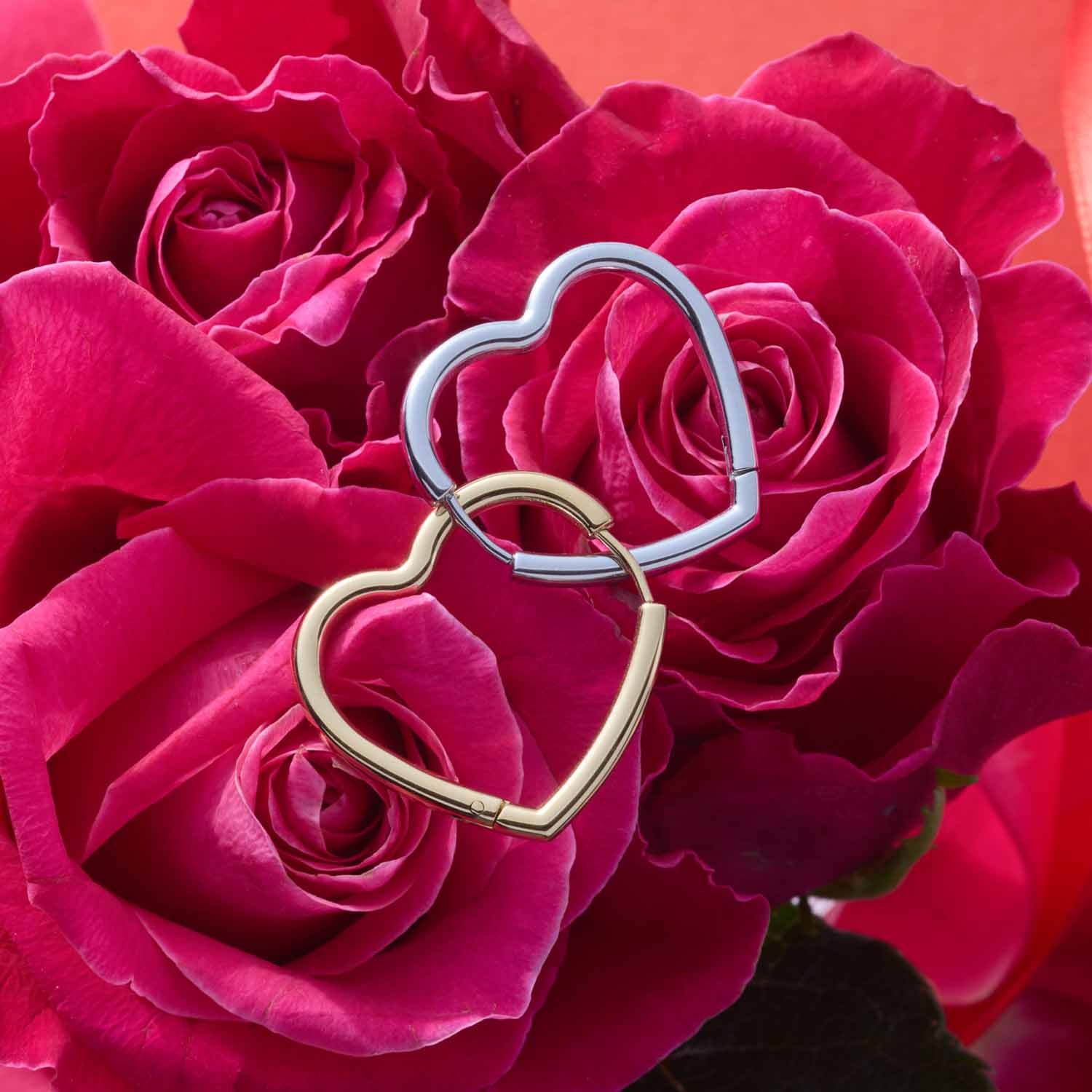 Creole LULU gold und silberfarbener Ring auf roten Rosen