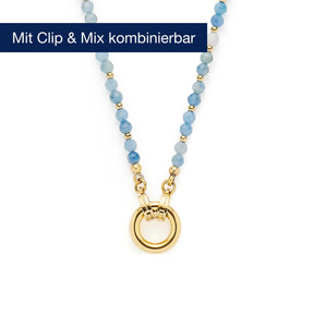 Halskette BISCA mit blauen Glasperlen und goldenem Ringverschluss