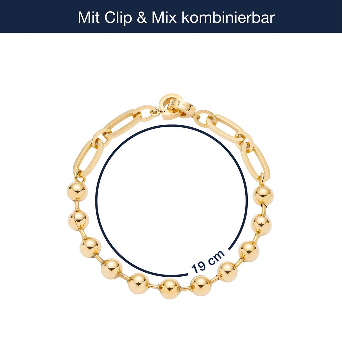 Massangaben zum Armband DOTTY gold Clip & Mix