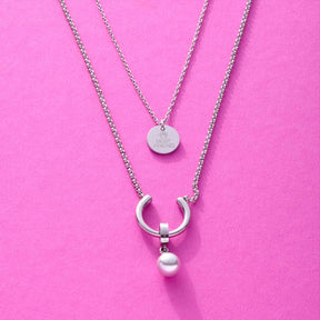 Halskette MAISY 45 cm Clip & Mix silber auf rosa Hintergrund mit Kettenanhängern