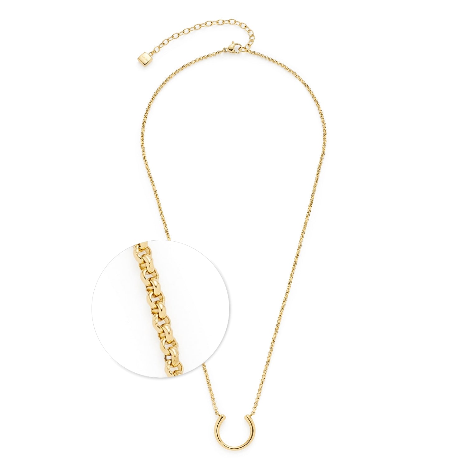 Halskette MAISY gold mit Kettendetail und rundem Anhänger