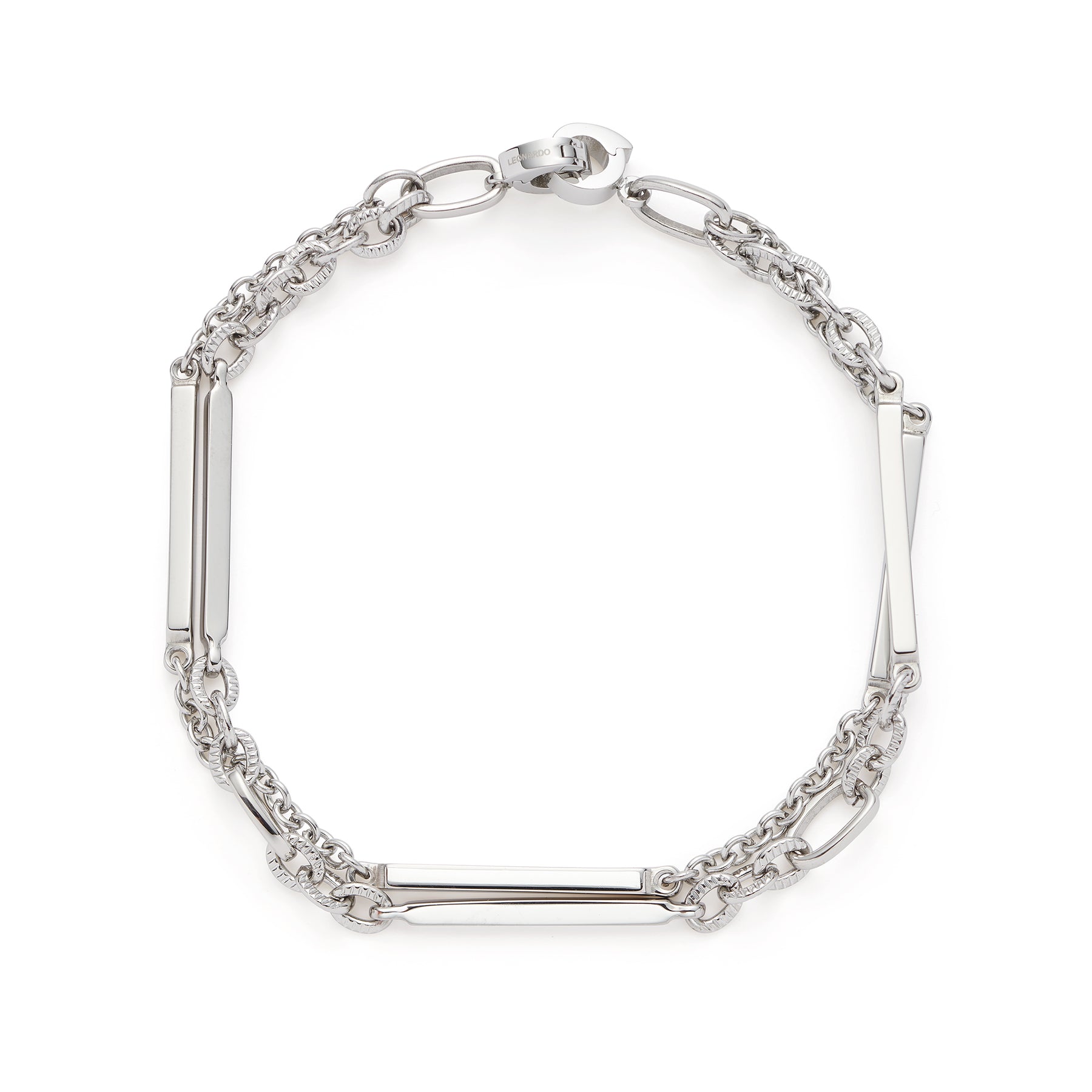 Silbernes Armband GRACE Clip & Mix mit rechteckigen und geflochtenen Kettengliedern