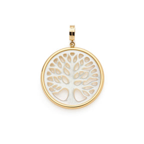 Anhänger TREENA gold mit Lebensbaum-Motiv aus Muschel und goldenem Edelstahlrahmen