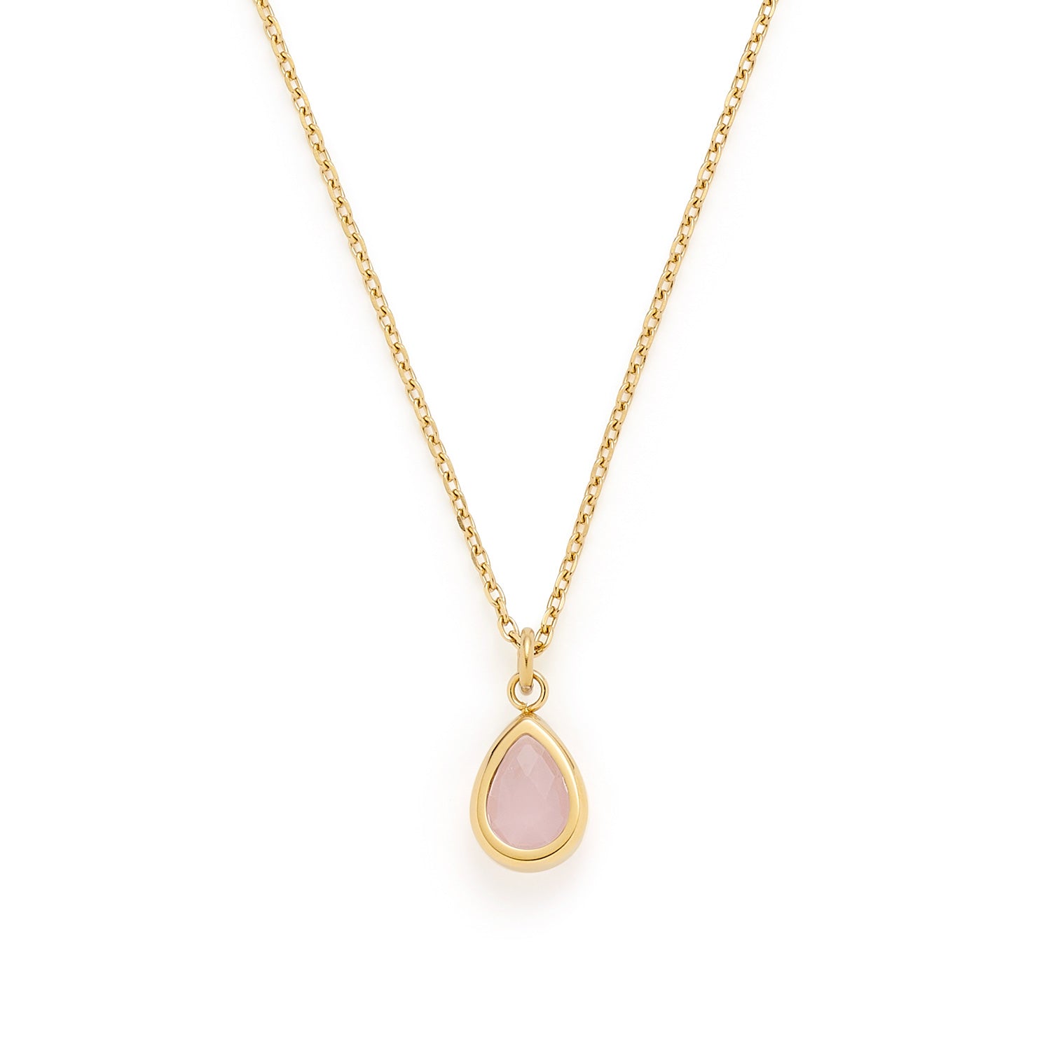 Halskette ROSY gold mit ovalem rosa Glaspendant
