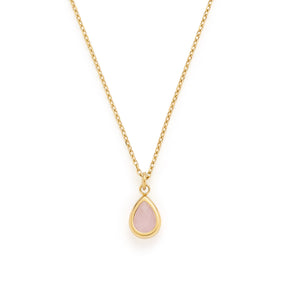 Halskette ROSY gold mit ovalem rosa Glaspendant