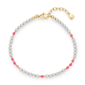 Armband PINKY gold CIAO mit grauen und pinken Glasperlen