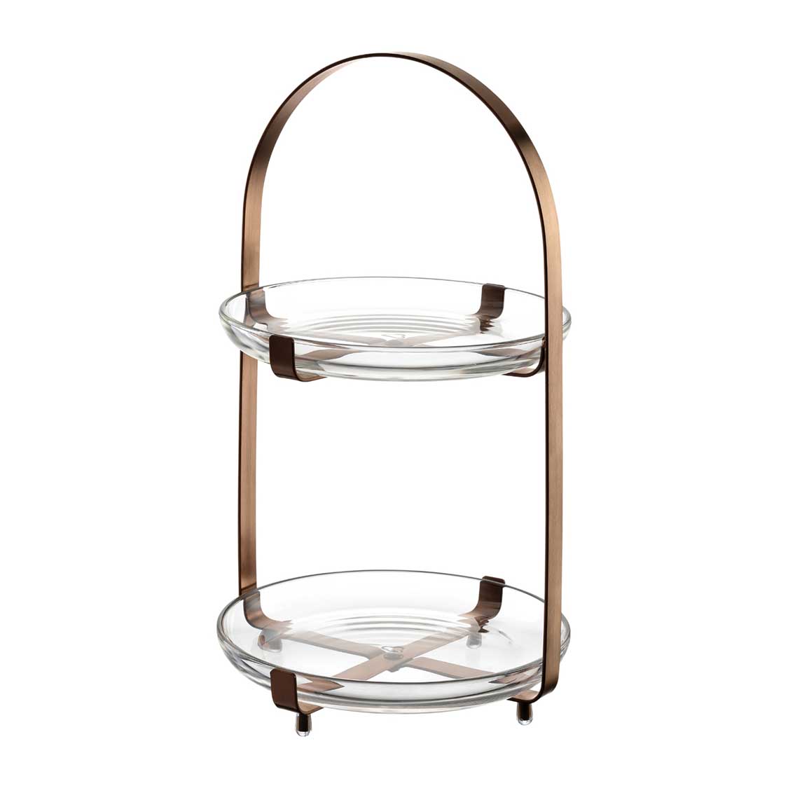 Etagere CUCINA kupfer 2-teilig mit Glastablaren vor weißem Hintergrund