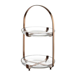 Etagere CUCINA kupfer 2-teilig mit Glastablaren vor weißem Hintergrund