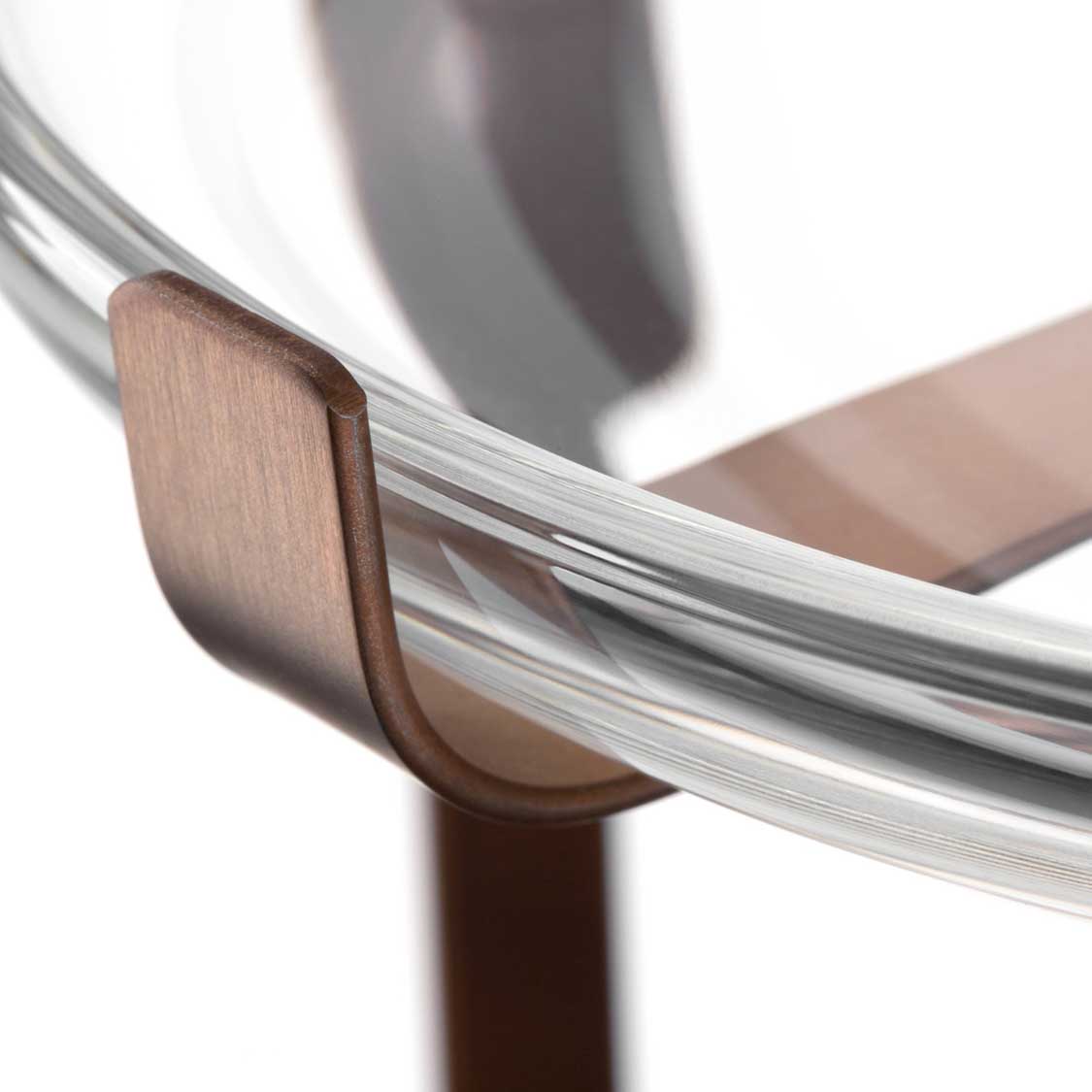 Etagere CUCINA kupfer, Glasplatte auf kupferfarbenem Halter, Detailansicht