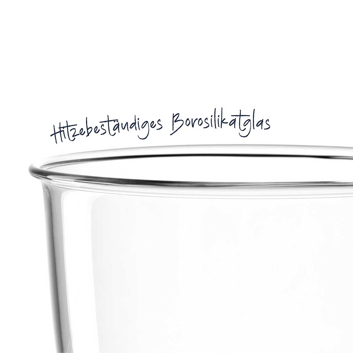 Klare Glasschale aus Borosilikat, Detailansicht des Rands