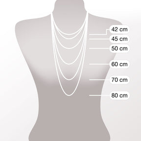 Massangaben zu Halskette SINA 45 cm an Busteform
