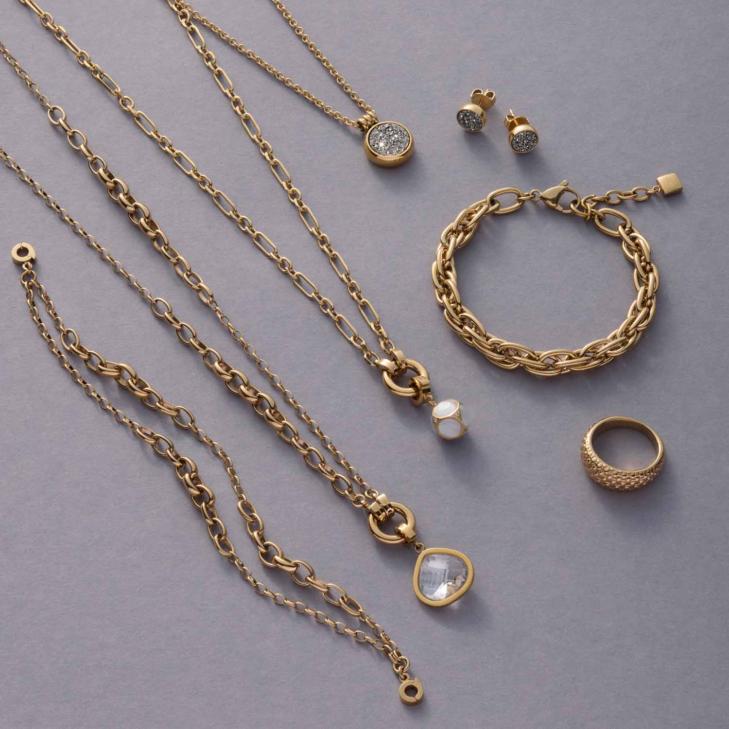 Armband SINA gold mit passenden Halsketten und Ringen aus der Serie SINA